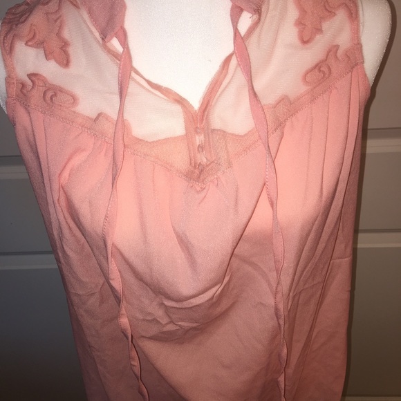 Rose Blush Pink Tank Top with Lace - Picture 4 of 5